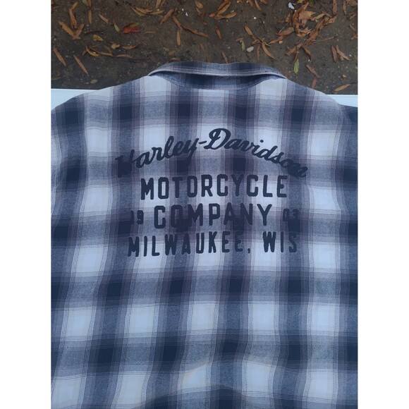 Vintage Harley Davidson Button Up Flannel Work Shirt Garage Grunge - Picture 6 of 7